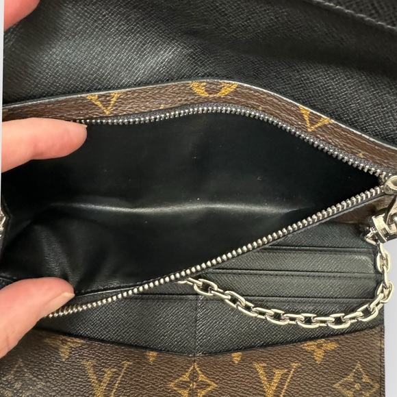 LOUIS VUITTON Monogram Macassar Portefeuille Brown w/Auth Chain - Picture 14 of 16